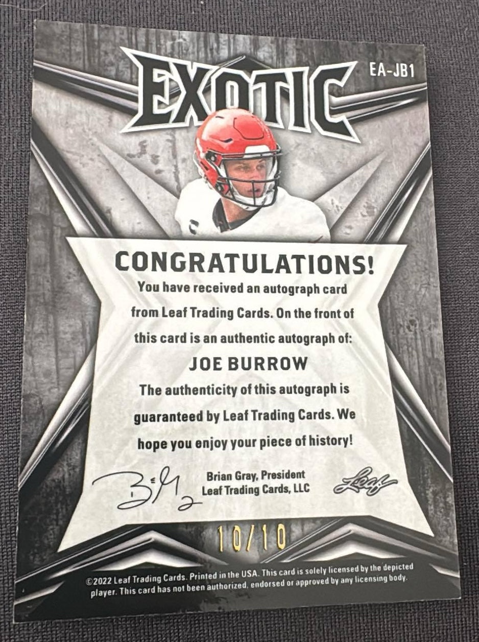 Joe Burrow 2022 Leaf Exotic Snakeskin Auto /10